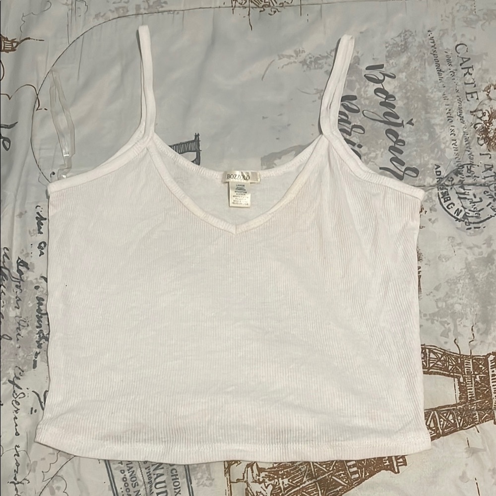 White Ribbed Tank Top
